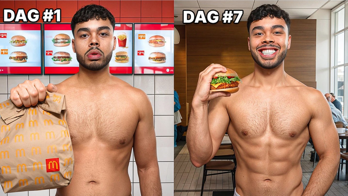 Day 1 vs day 7 body transformation with McDonald's