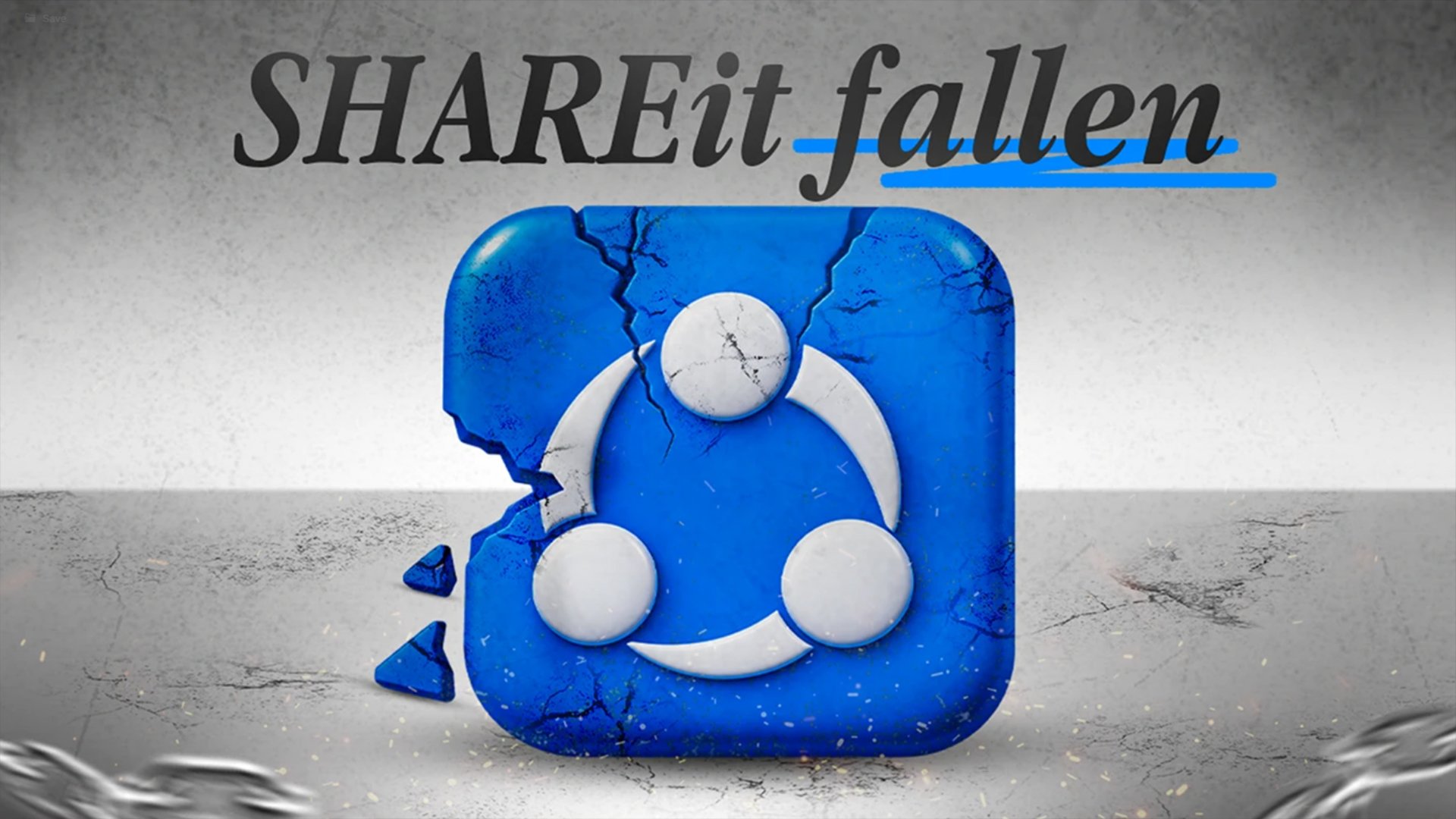 Cracked SHAREit app icon, SHAREit fallen