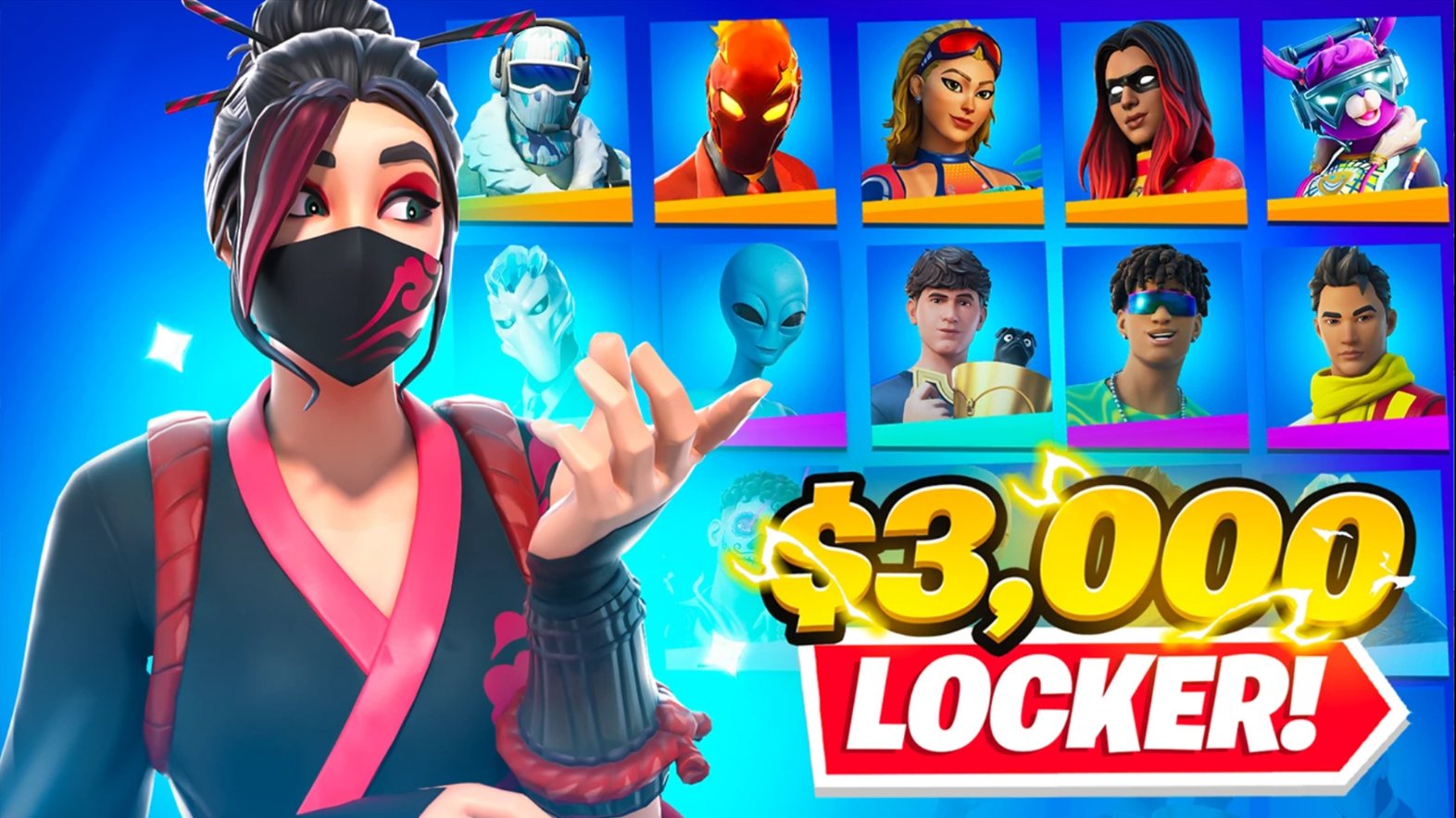 Fortnite $3,000 locker skins showcase